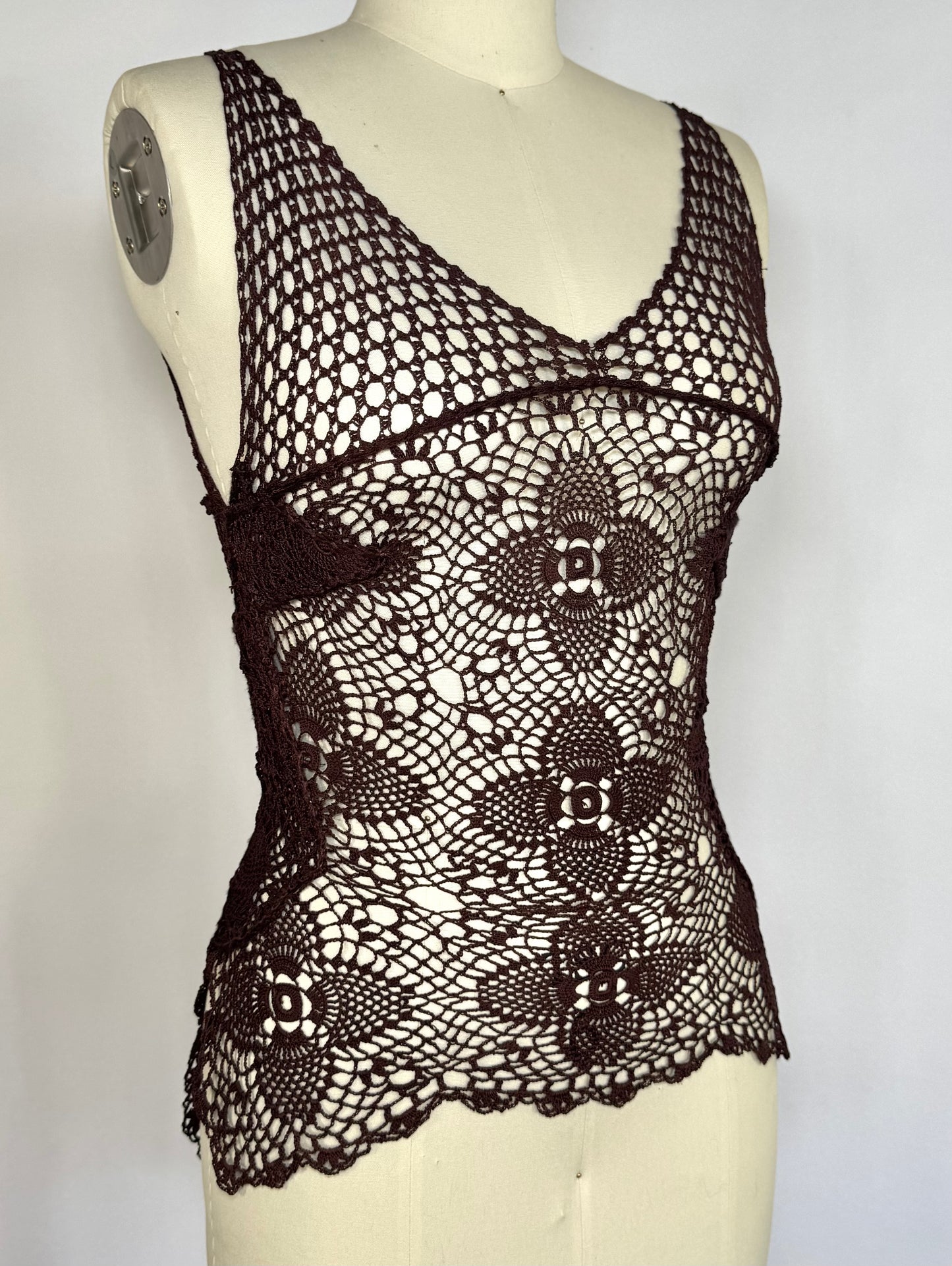 Cocoa Brown Crochet Tank