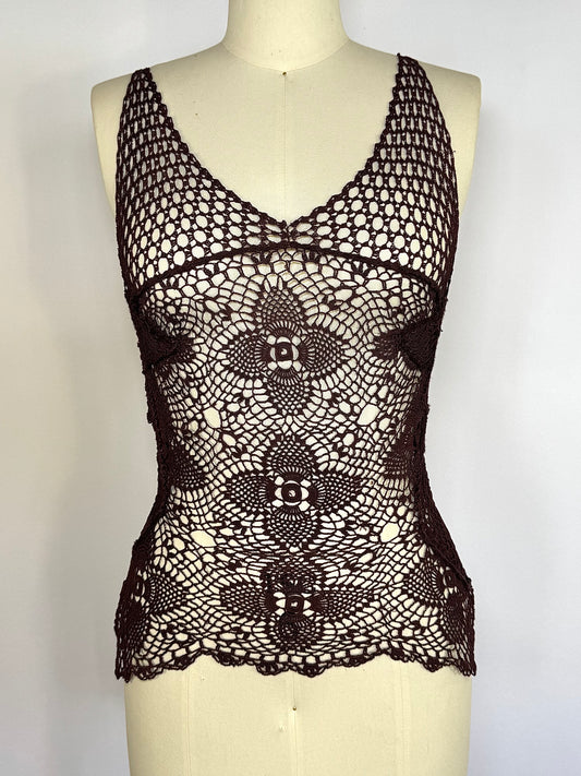 Cocoa Brown Crochet Tank